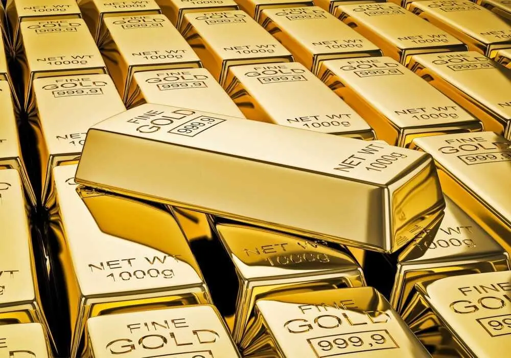 Stack of gold bullion bars