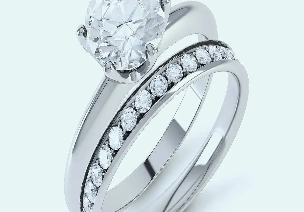 Platinum ring set with diamonds