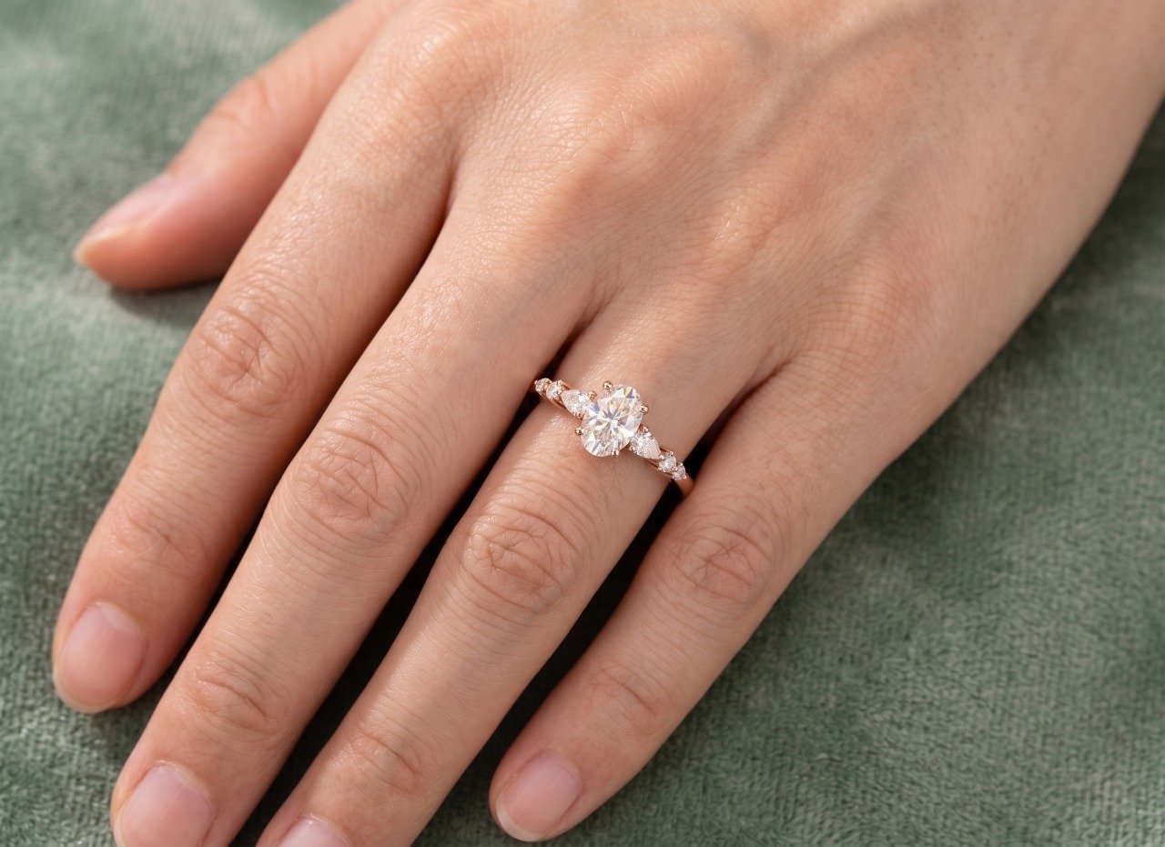 Moissanite Rings Guide — Oval Cut Rose Gold Moissanite Engagement Ring Little Rock