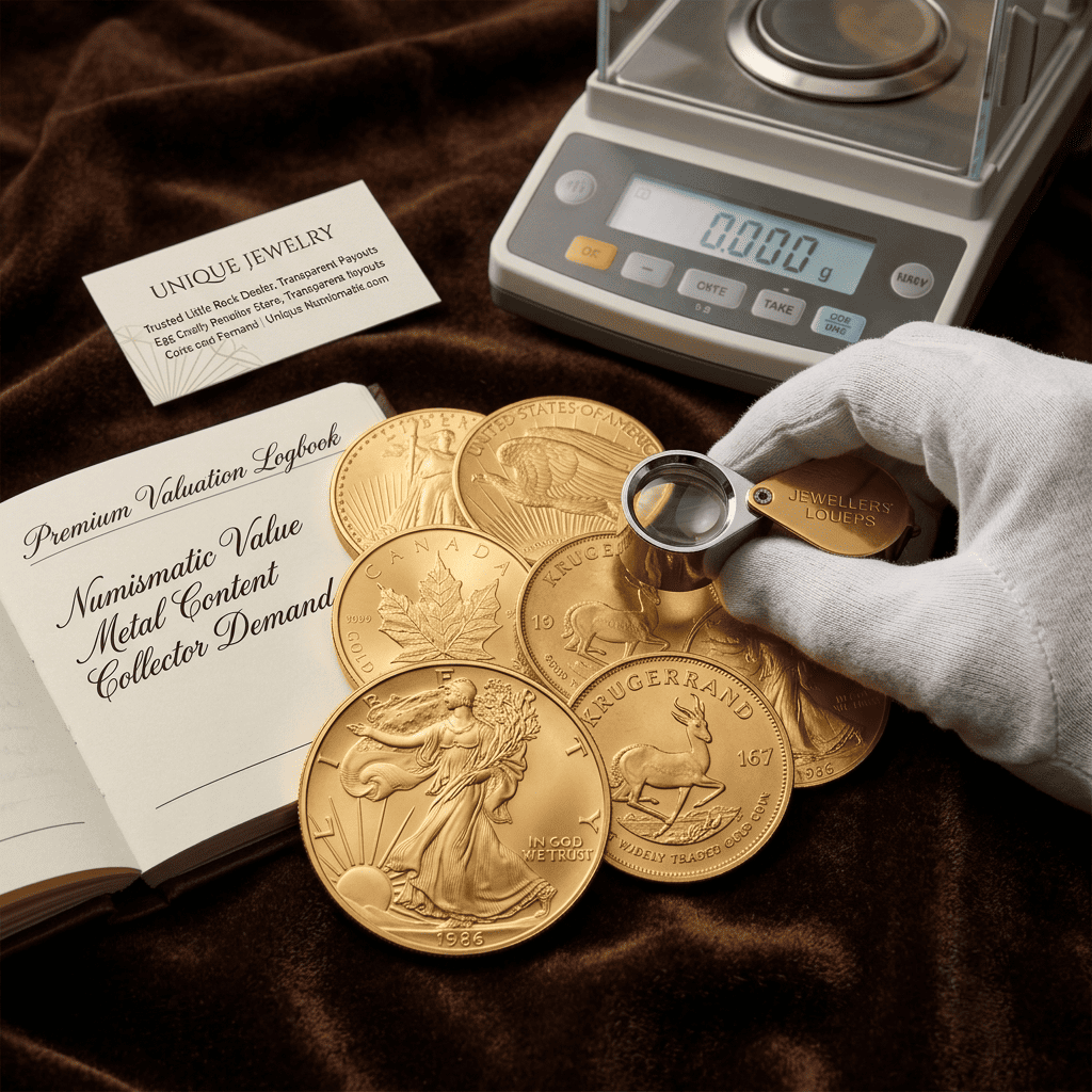 Coin dealer Little Rock gold, silver and rare coins appraised at Unique Jewelry Park Plaza, 6000 W Markham St #2082